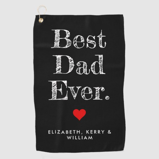 Beste vader ooit gepersonaliseerde namen golfhanddoek (Voorkant)