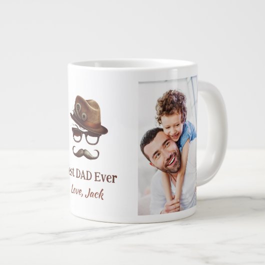 Beste vader ooit - gepersonaliseerde Vaderdag Gift Grote Koffiekop (Voorkant rechts)