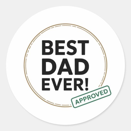 Beste vader ooit, Goedgekeurd tekstontwerp Ronde Sticker (Voorkant)