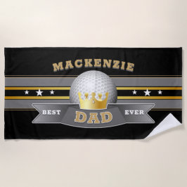 Beste vader ooit golfbal op zwart strandlaken