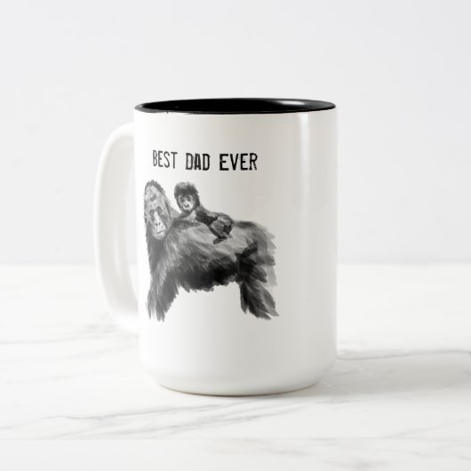 Beste vader ooit gorilla met baby tweekleurige koffiemok (Voorkant links)