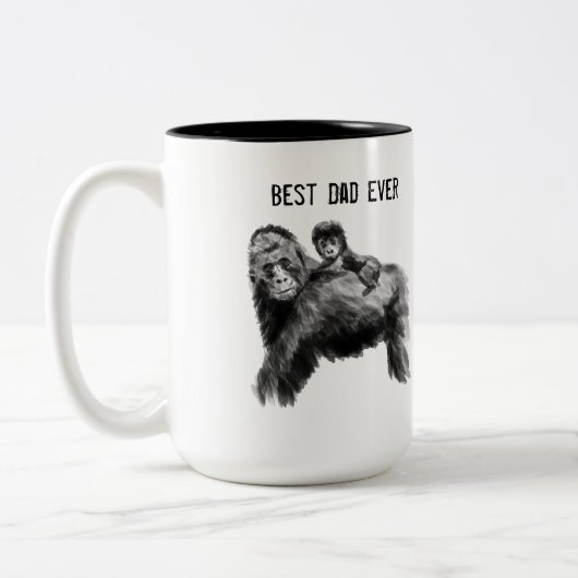 Beste vader ooit gorilla met baby tweekleurige koffiemok (Links)