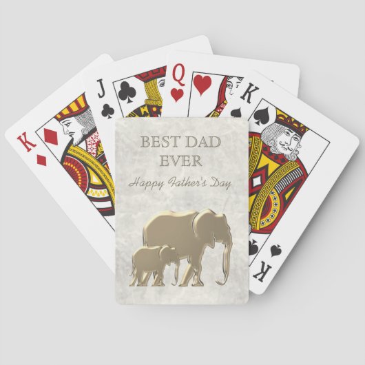 Beste vader ooit, gouden olifanten Happy Vaderdag Pokerkaarten (Achterkant)