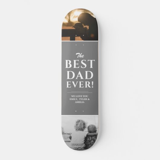 Beste vader ooit grijs Vaderdag 2 Fotocollage Persoonlijk Skateboard (Voorkant)