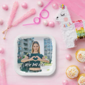 Beste vader ooit grunge border foto papieren bordje (Feest)