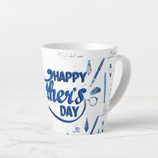 Beste vader ooit, Happy Vaderdag Latte Mok (Rechterhoek)