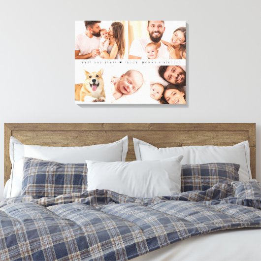 Beste vader ooit hart aangepaste foto collage canvas afdruk (Insitu (Slaapkamer))