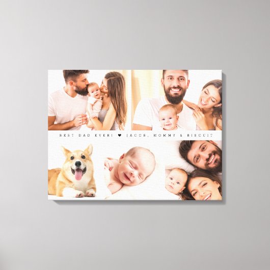 Beste vader ooit hart aangepaste foto collage canvas afdruk (Voorkant)
