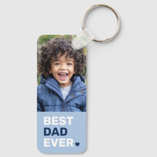 Beste vader ooit hart blauwe vaders dag 2 foto's sleutelhanger (Achterkant)