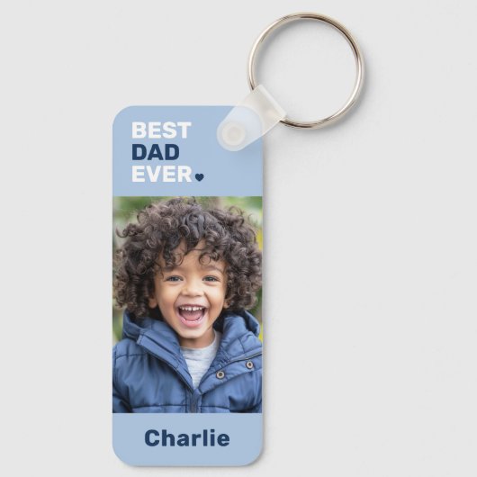 Beste vader ooit hart blauwe vaders dag 2 foto's sleutelhanger (Achterkant)
