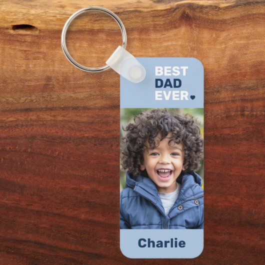 Beste vader ooit hart blauwe vaders dag 2 foto's sleutelhanger (Voorkant)