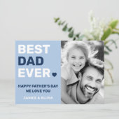 Beste vader ooit hart blauwe vaders dag foto feestdagenkaart (Staand voorkant)