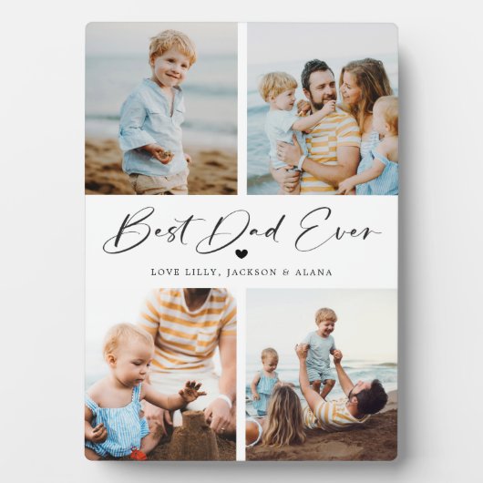 Beste vader ooit hart script 4 fotocollage fotoplaat (voorkant)