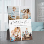 Beste vader ooit hart script 4 fotocollage fotoplaat<br><div class="desc">Deze plaquette bevat een collage van 4 foto's met de boodschap "beste vader ooit" in een handgeschreven script en namen van familieleden in een eenvoudig,  traditioneel lettertype. Voeg je 4 favoriete familiefoto's toe. Een zoete souvenir en een cadeau voor Vaderdag,  Kerstmis of een nieuwe vader.</div>
