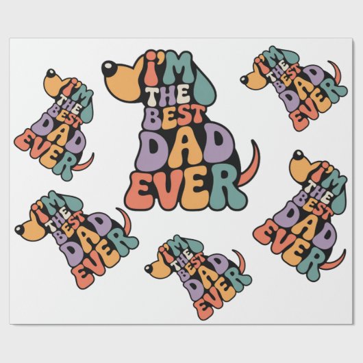 Beste vader ooit hond grafisch cadeaupapier (Vlak)