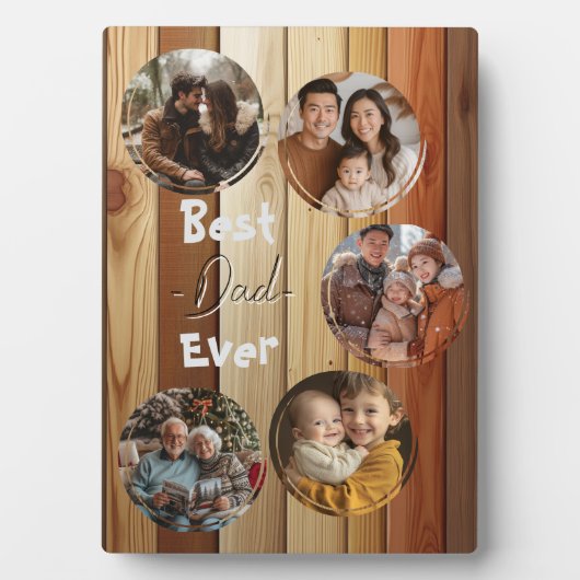 Beste vader ooit houten achtergrond 5 collage foto fotoplaat (voorkant)