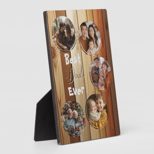 Beste vader ooit houten achtergrond 5 collage foto fotoplaat (Zijkant)
