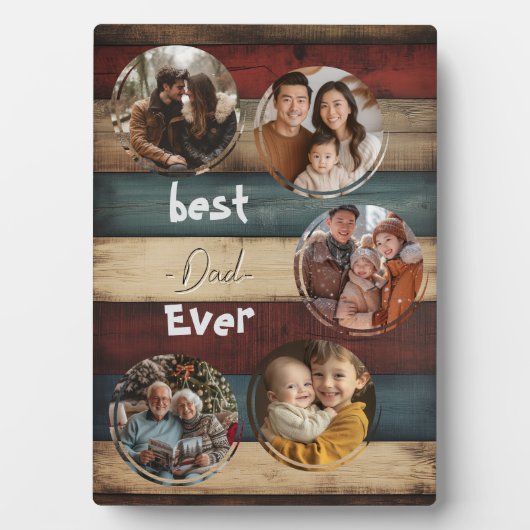 Beste vader ooit houten achtergrond gekleurd fotoplaat (voorkant)