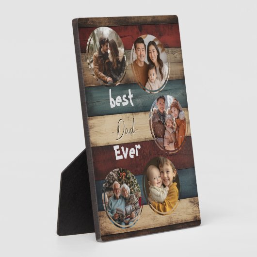 Beste vader ooit houten achtergrond gekleurd fotoplaat (Zijkant)