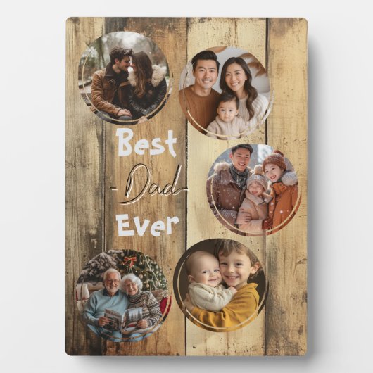 Beste vader ooit houten achtergrond oud geel fotoplaat (voorkant)