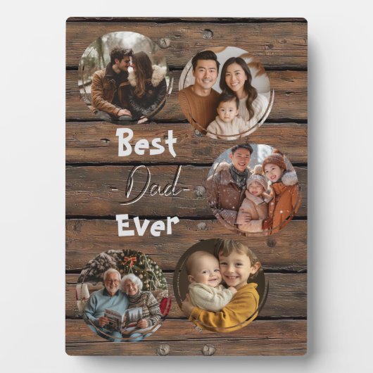 Beste vader ooit houten achtergrond oude rustieke fotoplaat (voorkant)