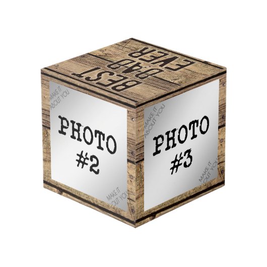 Beste vader ooit in rustieke houten ingelijste fot kubus (Achter hoekig)