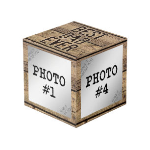 Beste vader ooit in rustieke houten ingelijste fot kubus