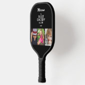 Beste vader ooit Keepslag 3 Foto Collage Black Pickleball Paddle (Links)