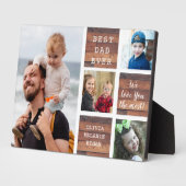 Beste vader ooit Kind 4 Foto collage Rustic Wood Fotoplaat (Zijkant)