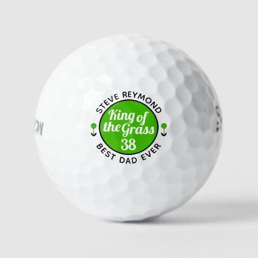 'Beste vader ooit' 'King of Grass' groen Golfballen (Voorkant)
