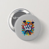Beste vader ooit - Kleurrijke gereedschappen Ontwe Ronde Button 5,7 Cm (Voorkant /achterkant)