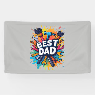 Beste vader ooit - Kleurrijke gereedschappen Ontwe Spandoek