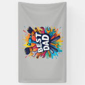 Beste vader ooit - Kleurrijke gereedschappen Ontwe Spandoek (Verticaal)