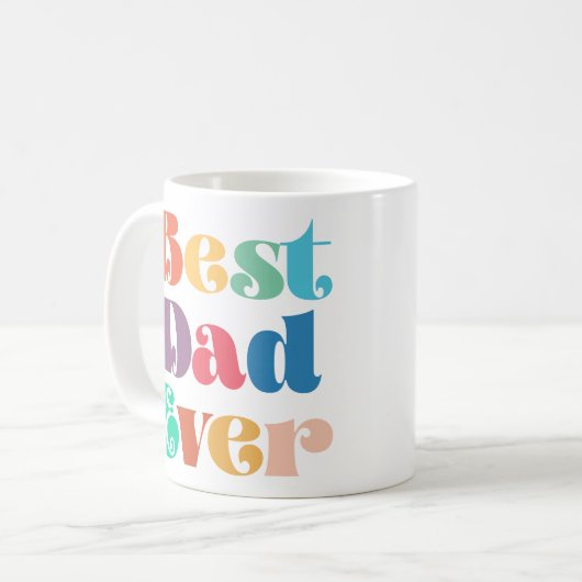 Beste vader ooit Kleurrijke retro script Vaderdag Koffiemok (Voorkant links)