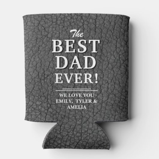 Beste vader ooit, leder afdrukken Foto collage Blikjeskoeler (Achterkant)