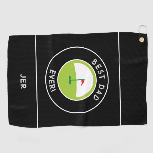 Beste vader ooit leuk moderne golfer zwart-wit golfhanddoek (Horizontaal)