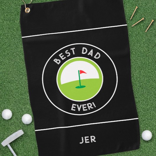 Beste vader ooit leuk moderne golfer zwart-wit golfhanddoek