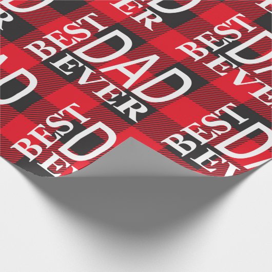 Beste vader ooit Lumberjack controleert rood en zw Cadeaupapier (Hoek)