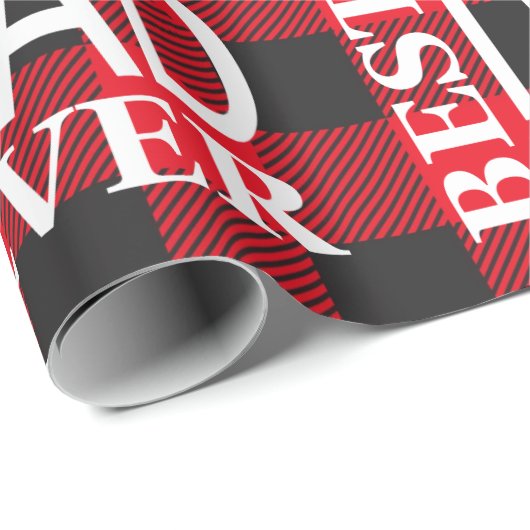 Beste vader ooit Lumberjack controleert rood en zw Cadeaupapier (Rol Hoek)