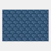 Beste vader ooit Marine Blue gepersonaliseerd Inpakpapier Vel (Voorkant 3)