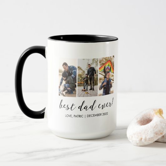 Beste vader ooit, meerdere foto's mok (Met donut)