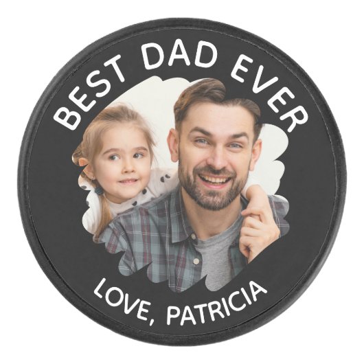 Beste vader ooit met aangepaste foto Vaderdag Hockey Puck (Voorkant)