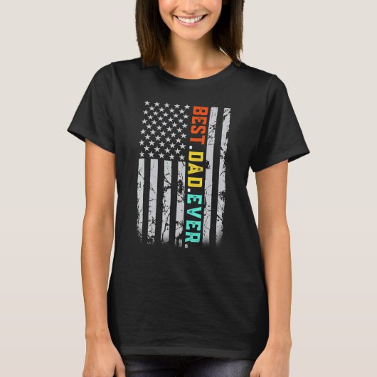 Beste vader ooit met Amerikaanse vlag voor vader D T-shirt (Voorkant)