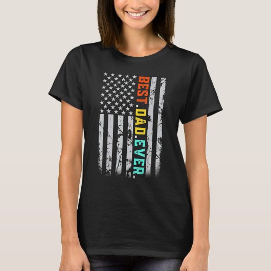 Beste vader ooit met Amerikaanse vlag voor vader D T-shirt (Voorkant)