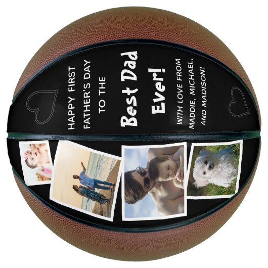 Beste vader ooit met liefdesfoto Collage Vaderdag Basketbal (Voorkant)