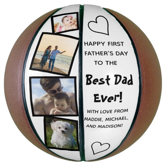 Beste vader ooit met liefdesfoto Collage Vaderdag Basketbal (Verticaal)