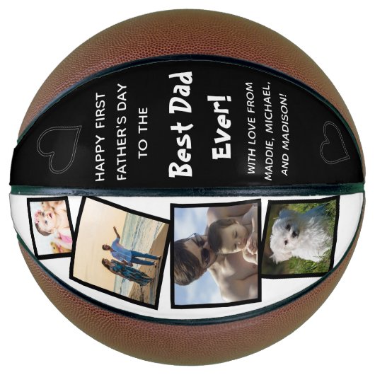 Beste vader ooit met liefdesfoto Collage Vaderdag Basketbal (Voorkant)