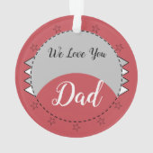 Beste vader ooit met namen rood en grijs ornament (achterkant)