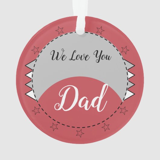 Beste vader ooit met namen rood en grijs ornament (achterkant)