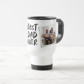 Beste vader ooit met twee foto's trendy zwarte Vad Reisbeker (Voorkant rechts)